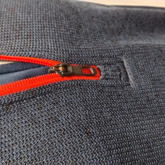 Spyder men's navy blue zip pullover with orange detailing. Medium - Picture 6 of 9